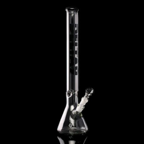 BEAKER BONG WITH REDUCTIONS - 7MM - BLACK LOGO - BLACK SOLID CROWN