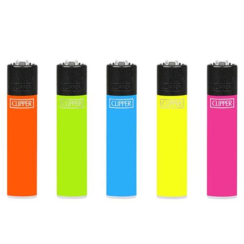 CLIPPER SOLID FLUO LIGHTER - 48 PCS