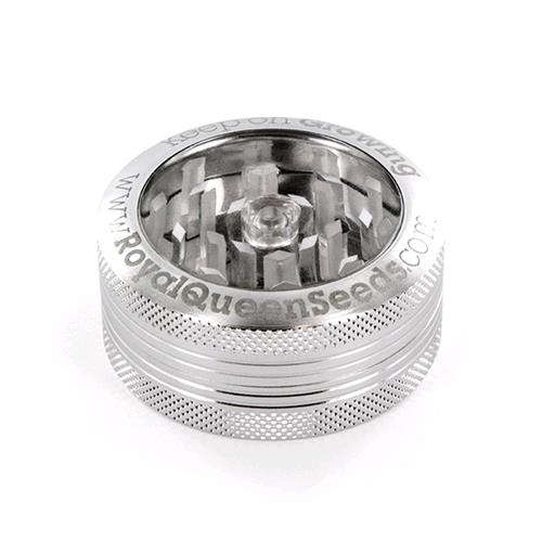 ROYAL QUEEN SEEDS - ALUMINIUM TRANSPARENT GRINDER - 2 PARTS 48MM