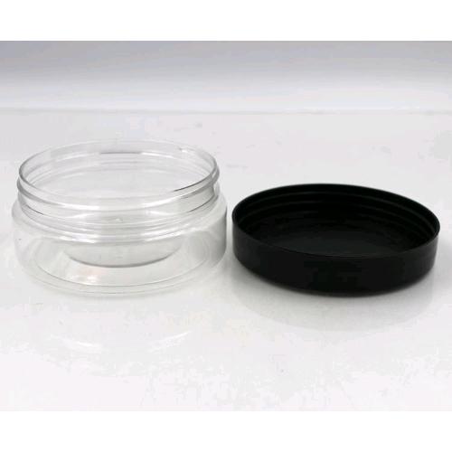 PLASTIC JAR WITH BLACK PLASTIC CAP