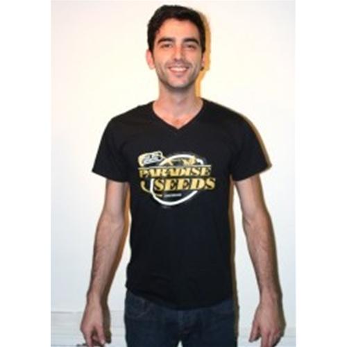 Paradise Seeds V-Neck T-Shirt for Men Black [XL]