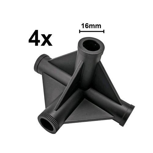 HOMEBOX - 4 WAY CONNECTOR FOR 16 MM POLES (4 UNITS)