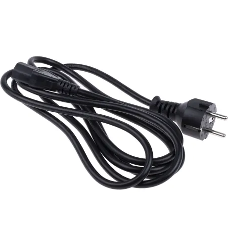 Black 3x1.5mm Cable with Schuko Plug + IEC C13 Female Connector 2m