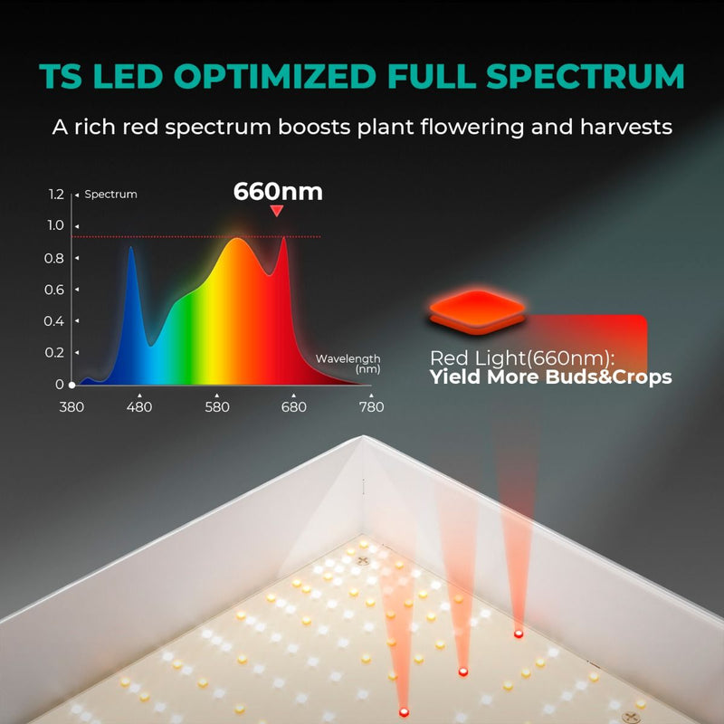 Mars Hydro TSW 2000 Full Spectrum 300W Dimming LED Grow Light For 4x4 Tent High-Density Planting